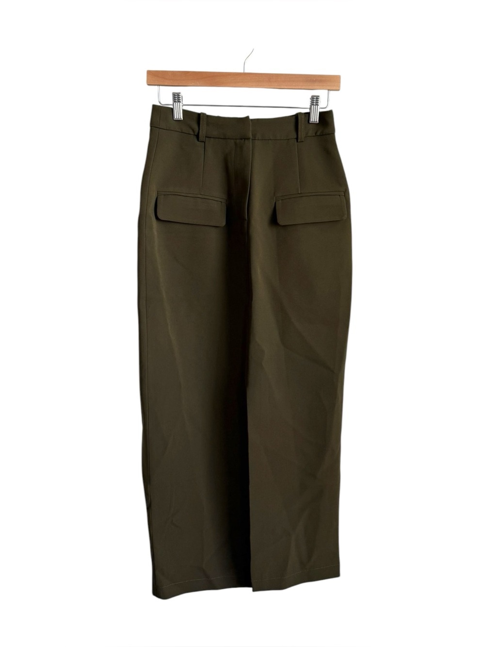 Commense Olive Green Front Slit Midi Skirt NWT S
